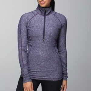 Lululemon Race Your Pace 1/2 Zip Pullover Heathered Black Grape Purple Size 2